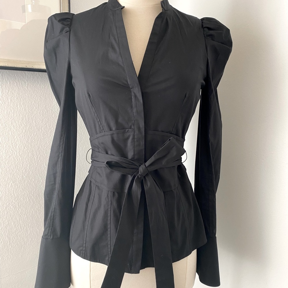 COPY - Karen Millen Black Puff Sleeve Blouse